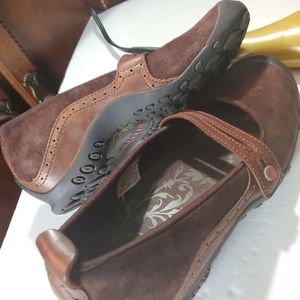 Merrill wedge maryjane shoes  7m  brown suede